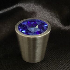 TOP KNOBS 1 1/16” TK131BSN BLUE CRYSTAL CENTER KNOB BRUSHED SATIN NICKEL